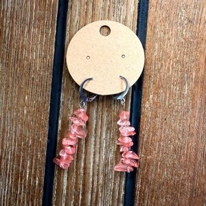 Pink Stone Dangle Earrings